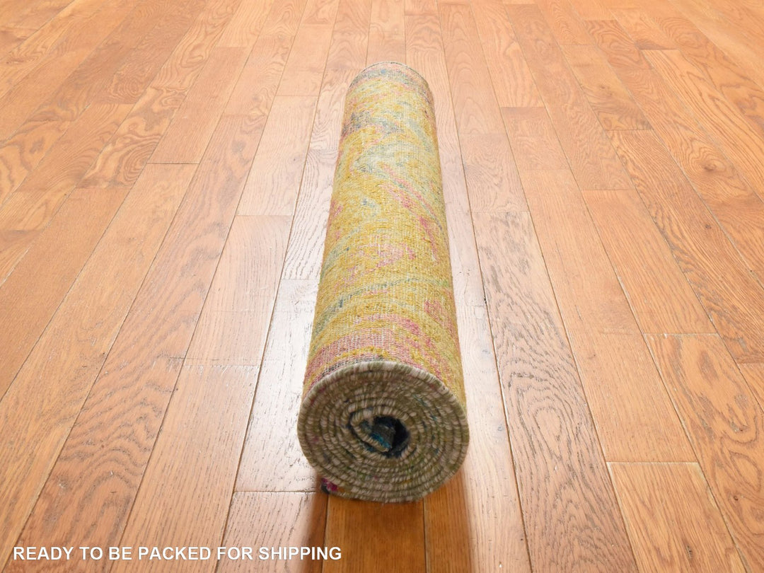 2'9" x 8'2" New Hand Knotted Multicolored Wool & Silk Runner Oriental Rug - MOA10278954