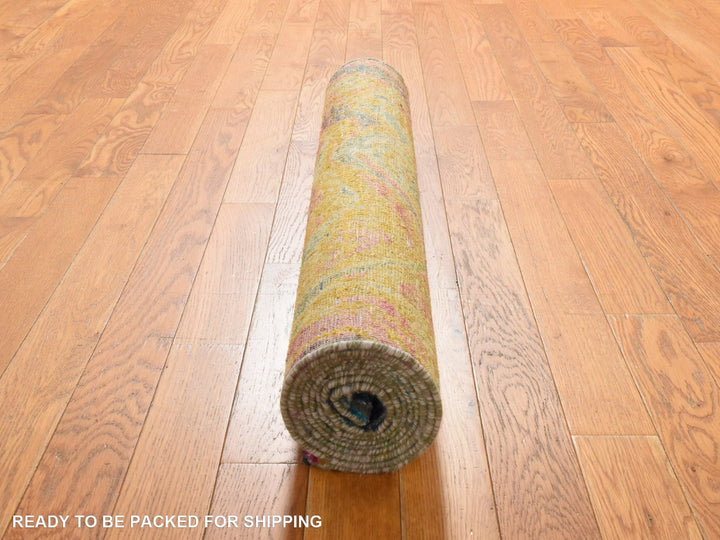 2'9" x 8'2" New Hand Knotted Multicolored Wool & Silk Runner Oriental Rug - MOA10278954