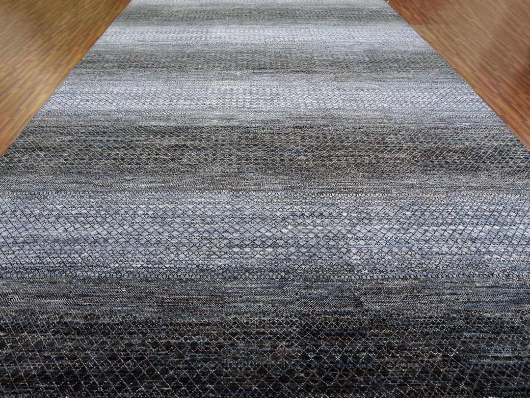 12'2" x 18'0" New Hand Knotted Black Wool Rectangle Oriental Rug - MOA10279001
