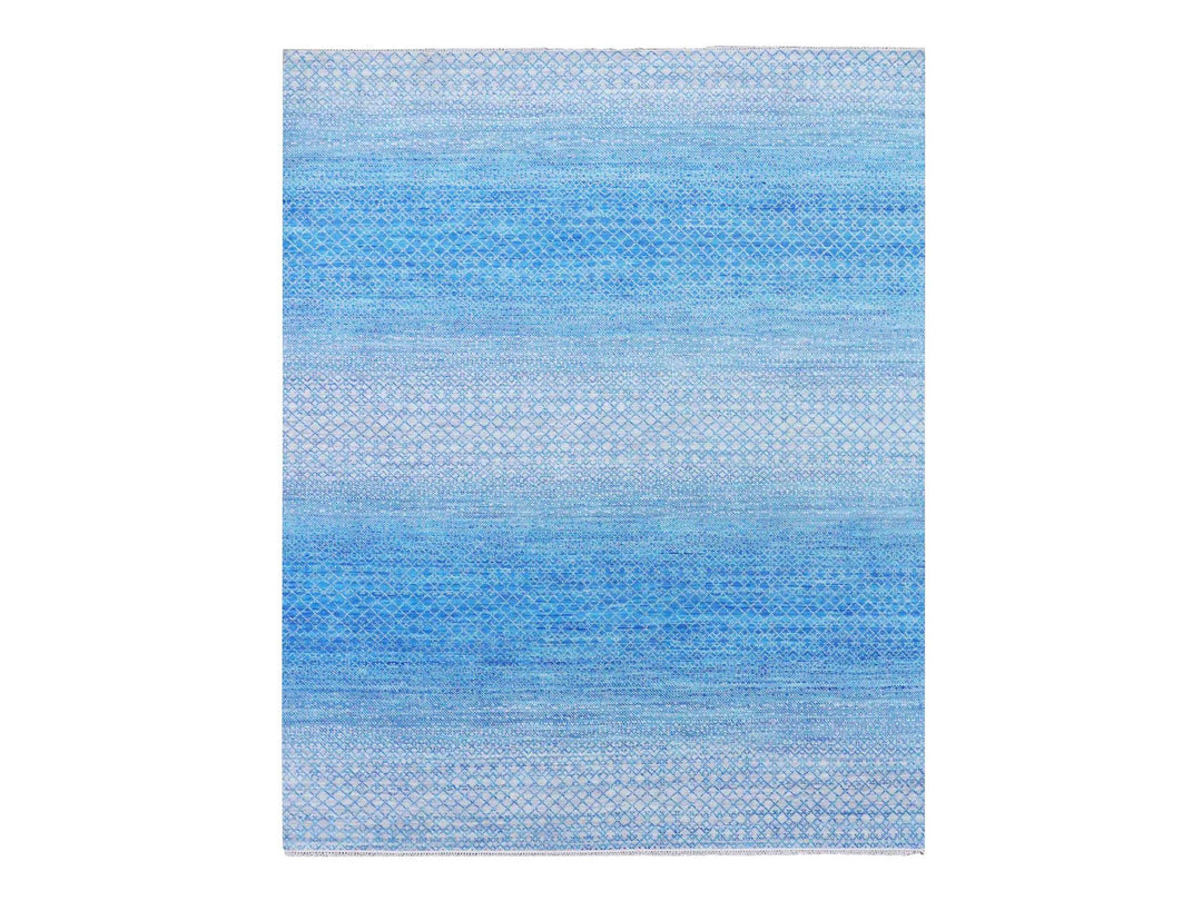 8'0" x 9'10" New Hand Knotted Blue Wool Rectangle Oriental Rug - MOA10279019