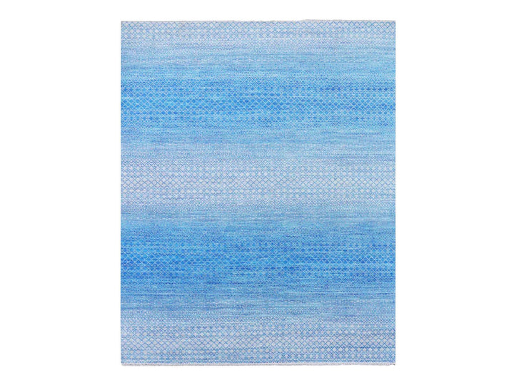 8'0" x 9'10" New Hand Knotted Blue Wool Rectangle Oriental Rug - MOA10279019