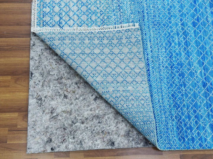 8'0" x 9'10" New Hand Knotted Blue Wool Rectangle Oriental Rug - MOA10279019
