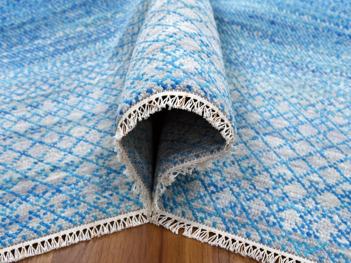 8'0" x 9'10" New Hand Knotted Blue Wool Rectangle Oriental Rug - MOA10279019