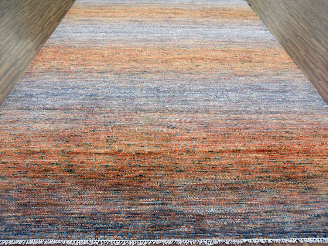 10'3" x 14'0" New Hand Knotted Orange Wool Rectangle Oriental Rug - MOA10279020