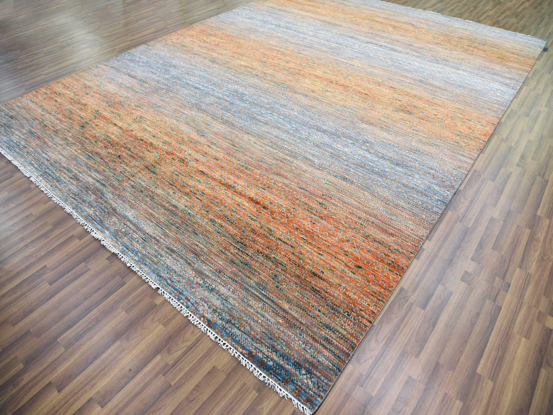 10'3" x 14'0" New Hand Knotted Orange Wool Rectangle Oriental Rug - MOA10279020