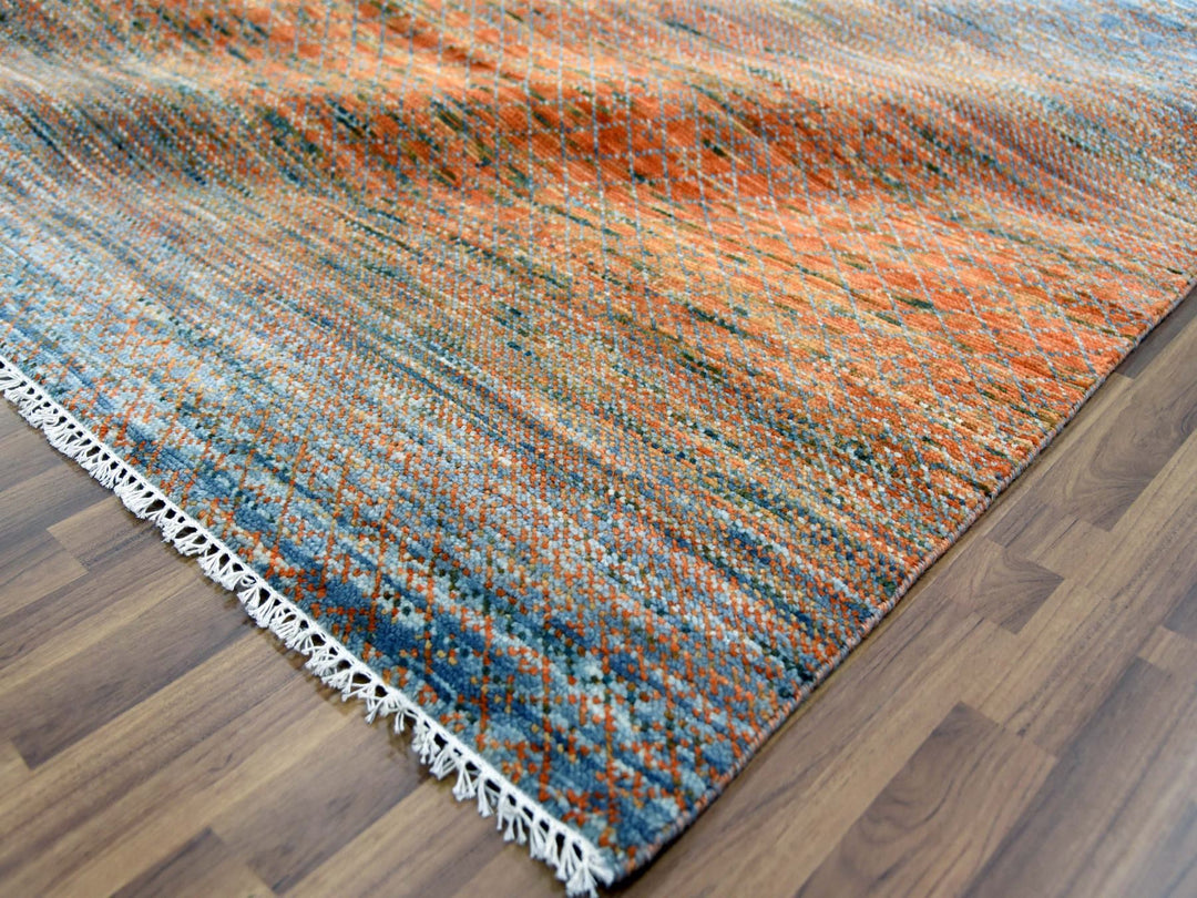 10'3" x 14'0" New Hand Knotted Orange Wool Rectangle Oriental Rug - MOA10279020