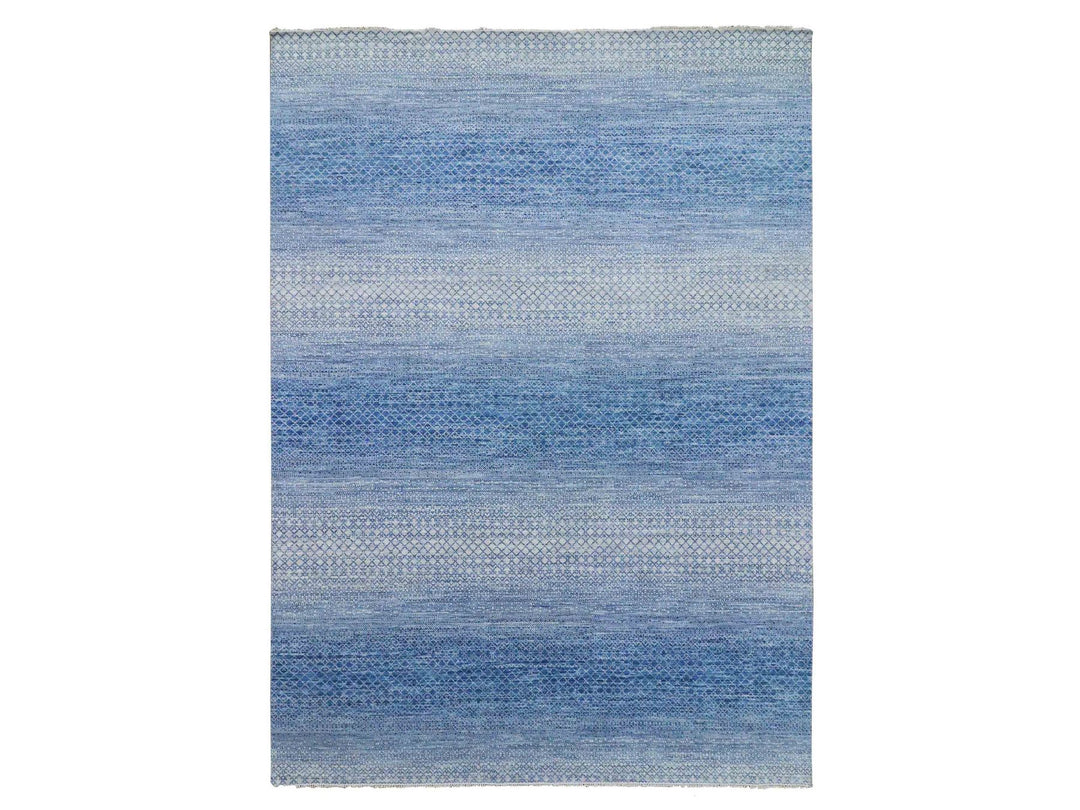 10'1" x 14'0" New Hand Knotted Blue Wool Rectangle Oriental Rug - MOA10279023
