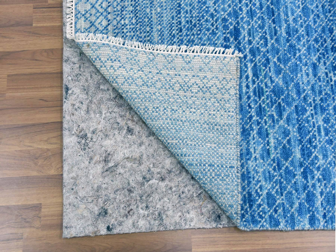 10'1" x 14'0" New Hand Knotted Blue Wool Rectangle Oriental Rug - MOA10279023