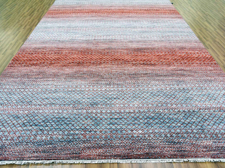9'9" x 14'0" New Hand Knotted Red Wool Rectangle Oriental Rug - MOA10279027