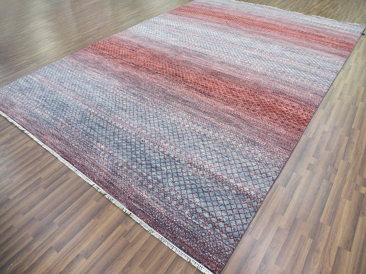 9'9" x 14'0" New Hand Knotted Red Wool Rectangle Oriental Rug - MOA10279027