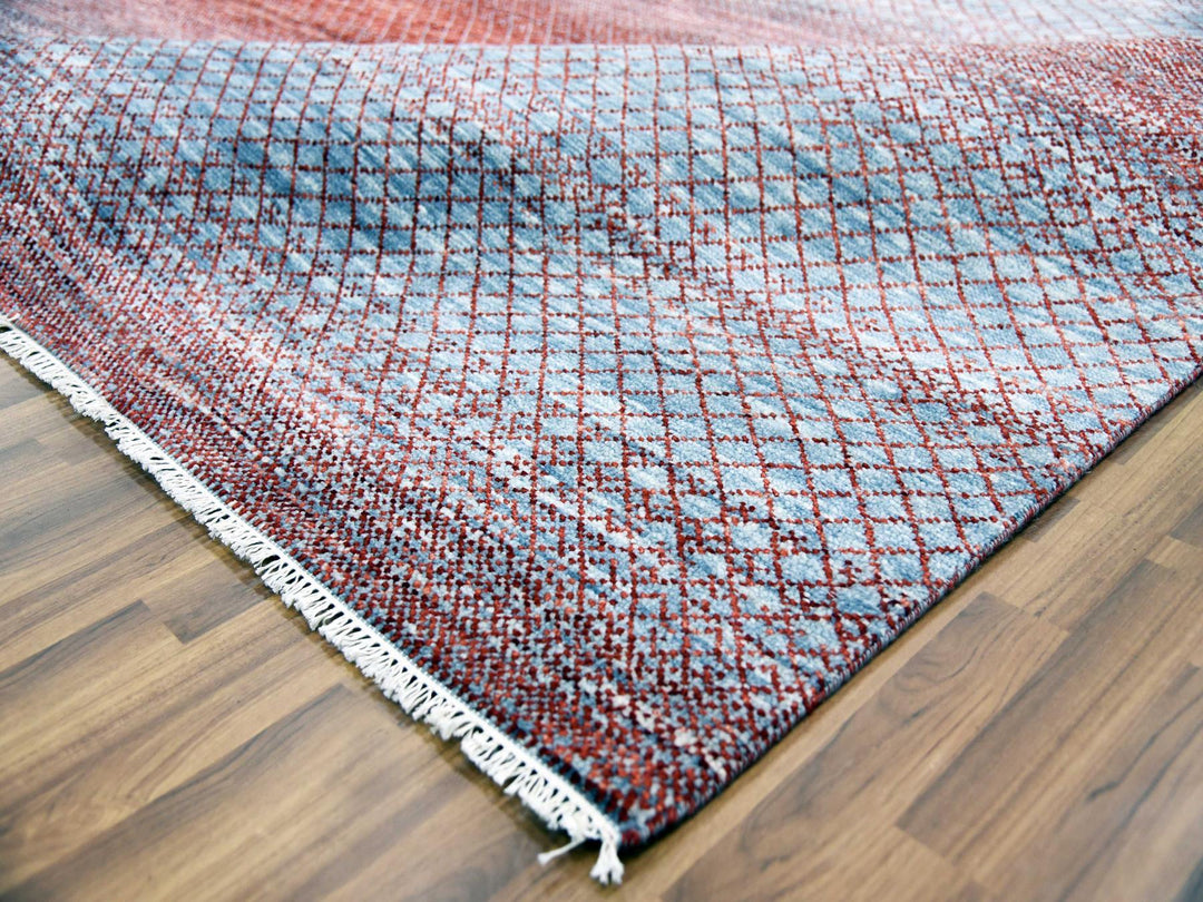 9'9" x 14'0" New Hand Knotted Red Wool Rectangle Oriental Rug - MOA10279027