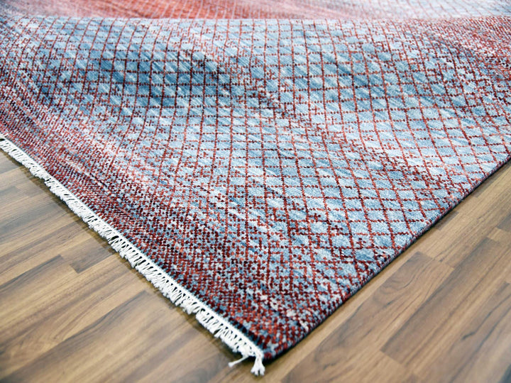 9'9" x 14'0" New Hand Knotted Red Wool Rectangle Oriental Rug - MOA10279027