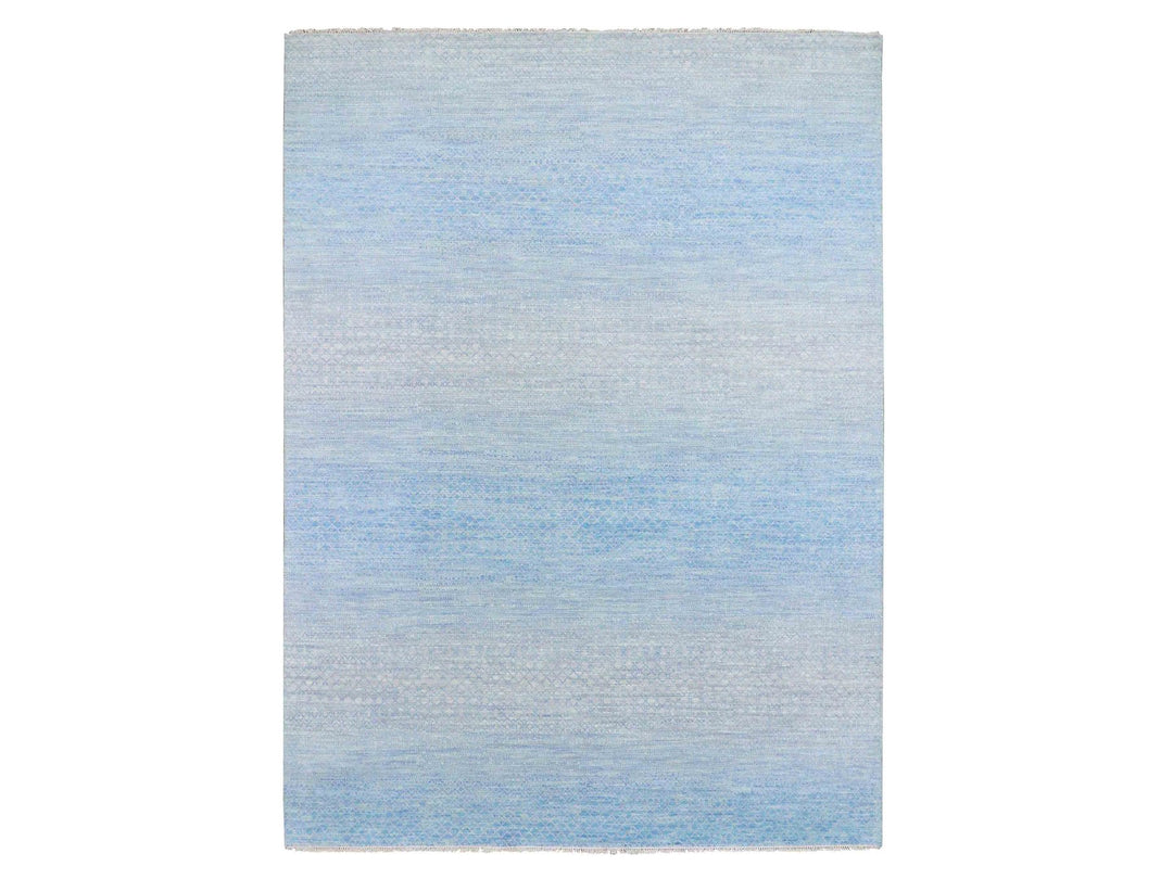 9'0" x 12'0" New Hand Knotted Blue Wool Rectangle Oriental Rug - MOA10279031