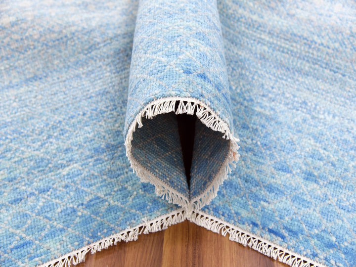 9'0" x 12'0" New Hand Knotted Blue Wool Rectangle Oriental Rug - MOA10279031