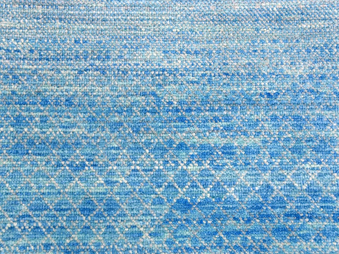 9'0" x 12'0" New Hand Knotted Blue Wool Rectangle Oriental Rug - MOA10279031