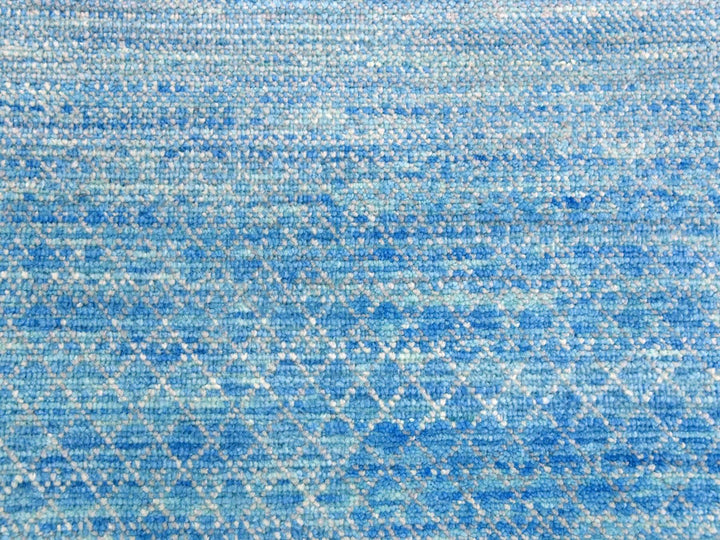 9'0" x 12'0" New Hand Knotted Blue Wool Rectangle Oriental Rug - MOA10279031