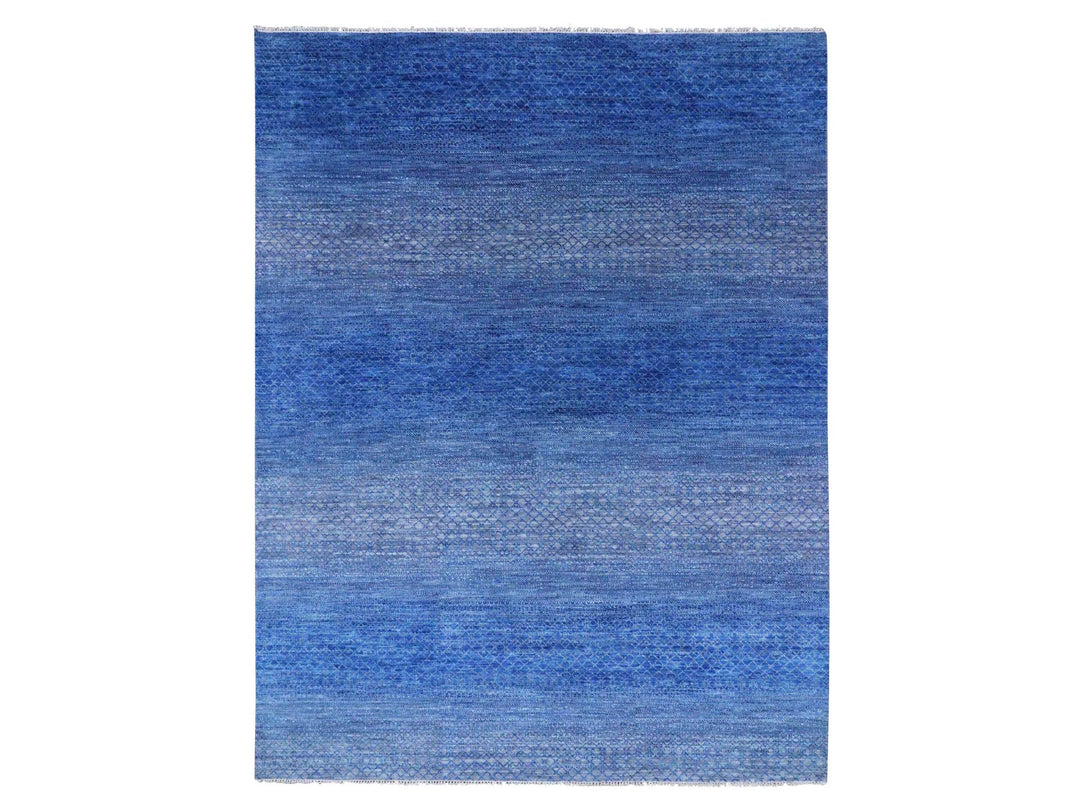 9'2" x 12'2" New Hand Knotted Blue Wool Rectangle Oriental Rug - MOA10279034