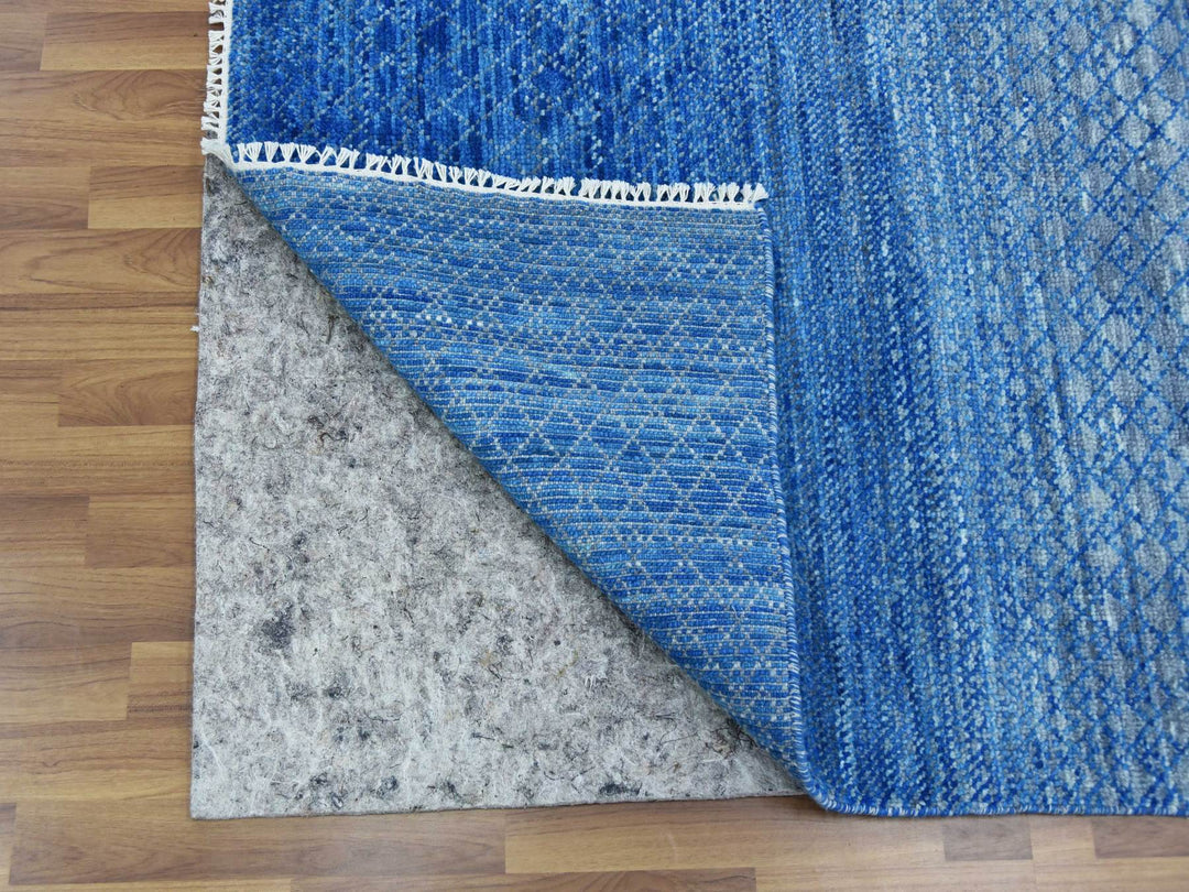 9'2" x 12'2" New Hand Knotted Blue Wool Rectangle Oriental Rug - MOA10279034