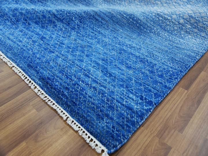 9'2" x 12'2" New Hand Knotted Blue Wool Rectangle Oriental Rug - MOA10279034