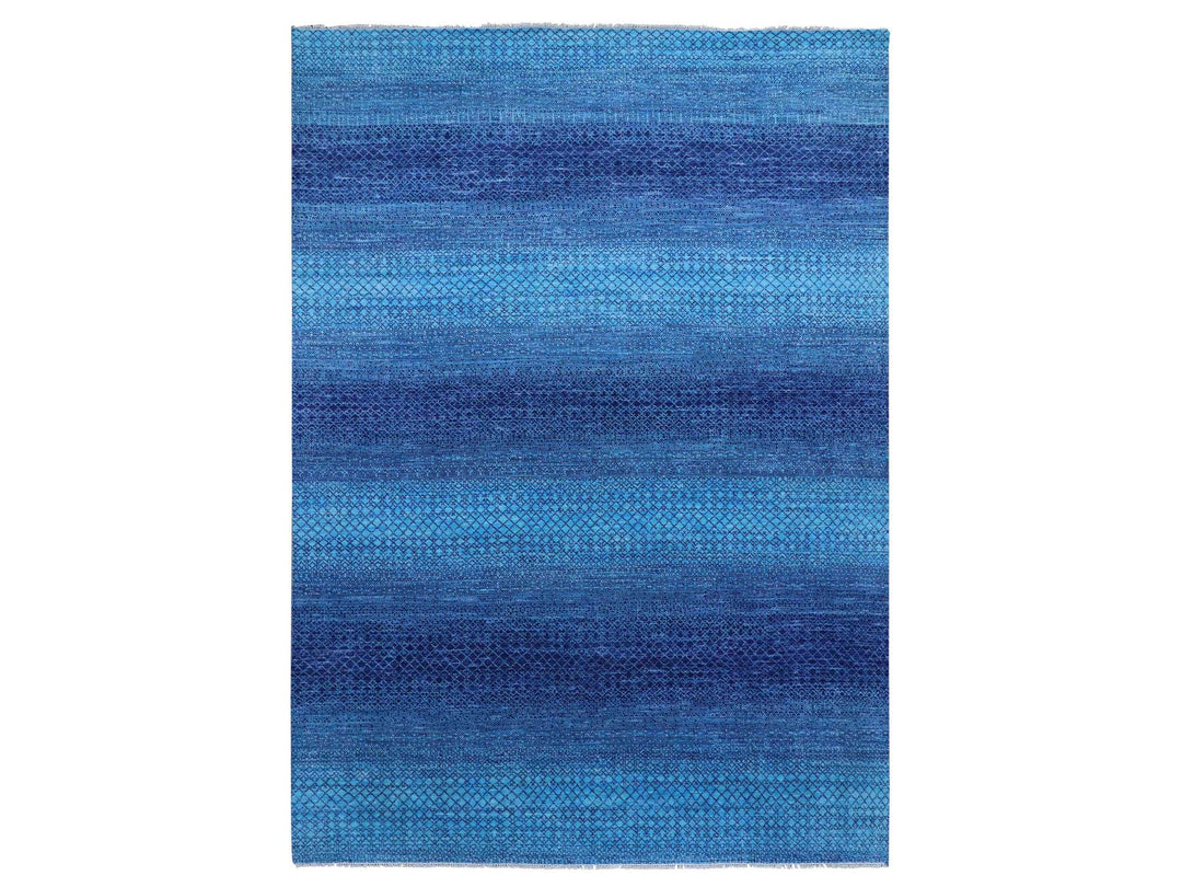 10'0" x 14'1" New Hand Knotted Blue Wool Rectangle Oriental Rug - MOA10279038