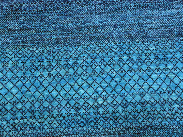 10'0" x 14'1" New Hand Knotted Blue Wool Rectangle Oriental Rug - MOA10279038