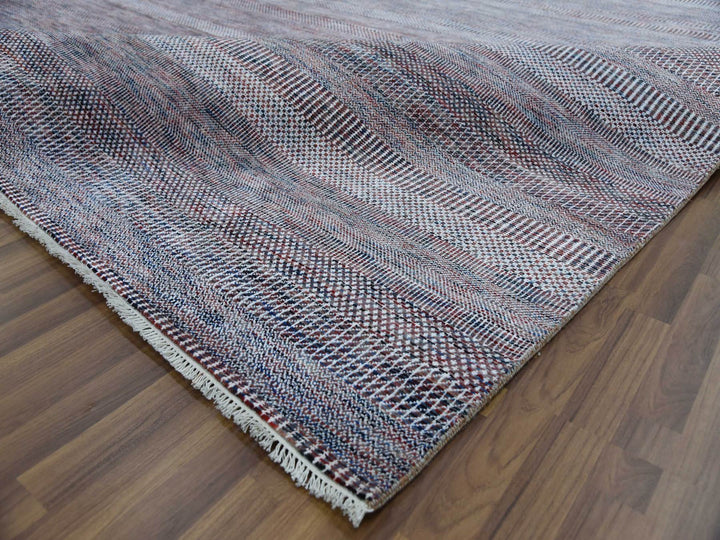 10'1" x 14'0" New Hand Knotted Red Wool & Silk Rectangle Oriental Rug - MOA10279112