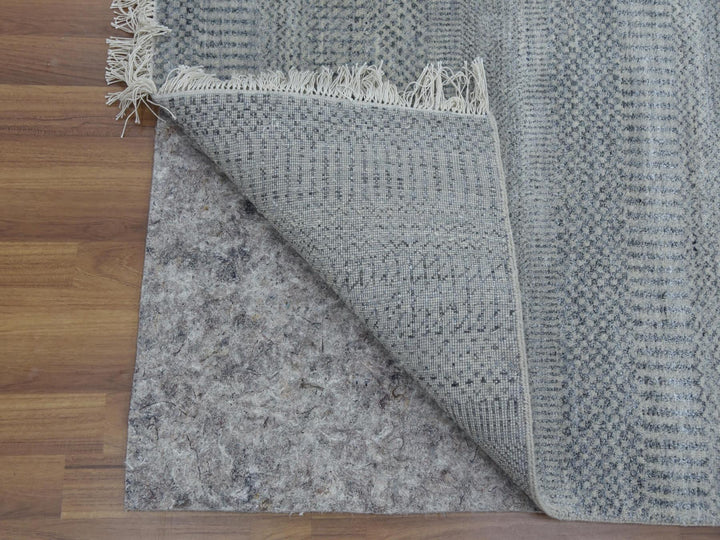 6'0" x 9'2" New Hand Knotted Grey Wool & Silk Rectangle Oriental Rug - MOA10279124