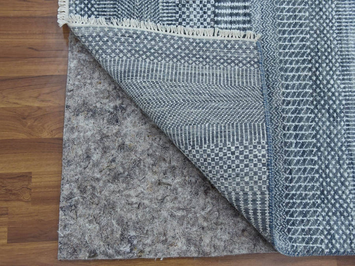 2'6" x 10'2" New Hand Knotted Grey Wool & Silk Runner Oriental Rug - MOA10279130