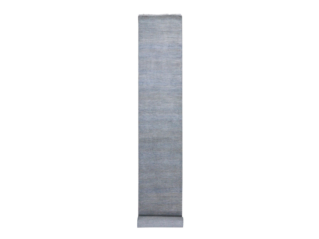 2'7" x 15'5" New Hand Knotted Blue Wool & Silk Runner Oriental Rug - MOA10279133