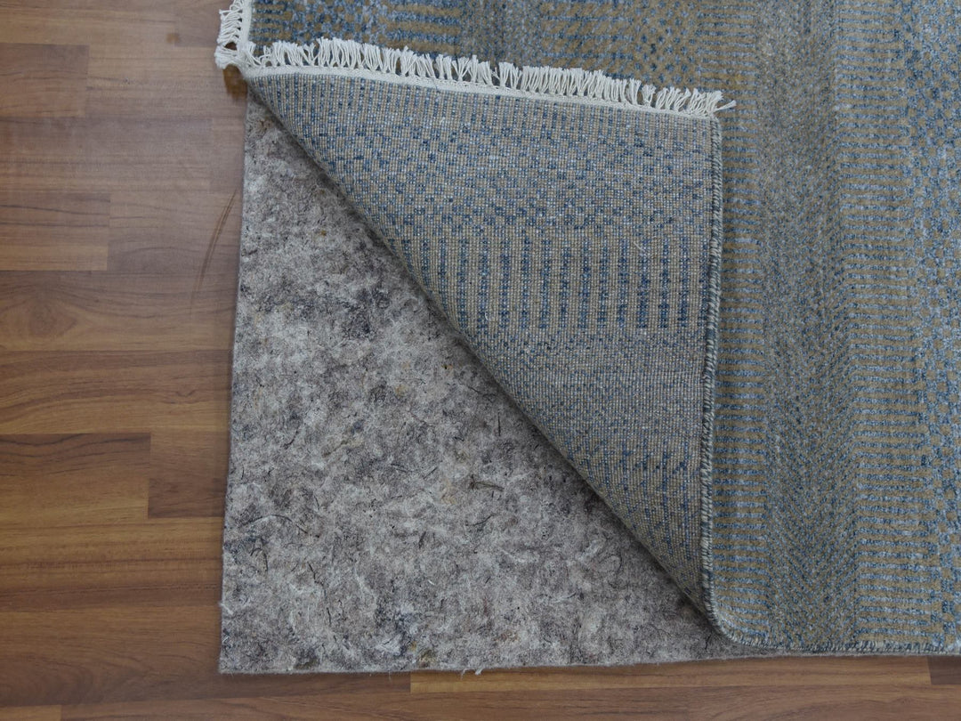 2'7" x 15'5" New Hand Knotted Blue Wool & Silk Runner Oriental Rug - MOA10279133