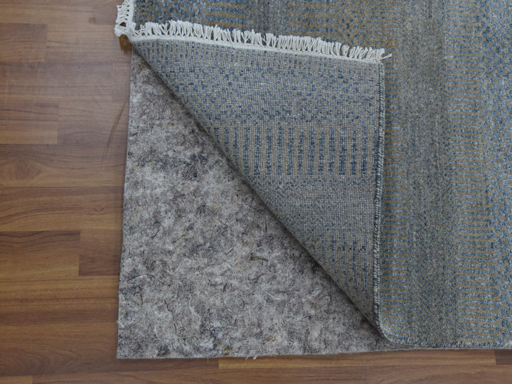 2'7" x 15'5" New Hand Knotted Blue Wool & Silk Runner Oriental Rug - MOA10279133