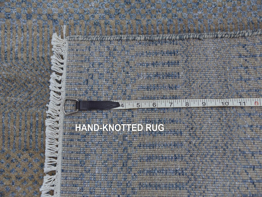 2'7" x 15'5" New Hand Knotted Blue Wool & Silk Runner Oriental Rug - MOA10279133