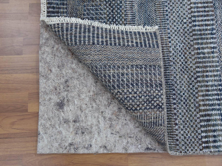 2'7" x 14'0" New Hand Knotted Grey Wool & Silk Runner Oriental Rug - MOA10279136