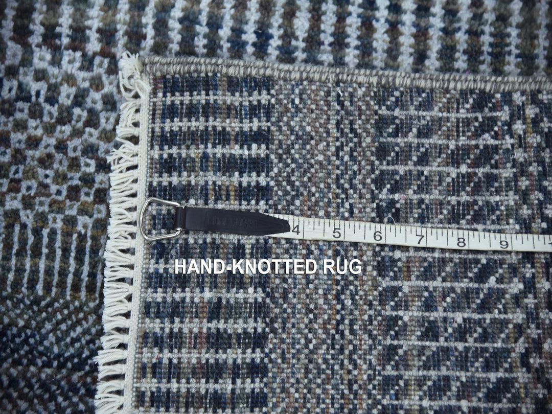 2'7" x 14'0" New Hand Knotted Grey Wool & Silk Runner Oriental Rug - MOA10279136