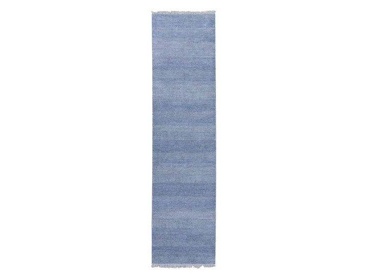 2'6" x 10'0" New Hand Knotted Blue Wool & Silk Runner Oriental Rug - MOA10279138