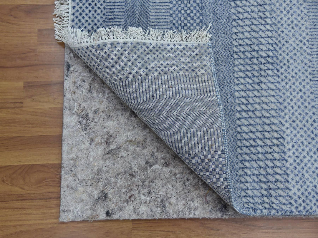 2'6" x 10'0" New Hand Knotted Blue Wool & Silk Runner Oriental Rug - MOA10279138