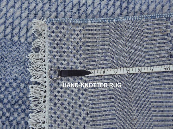 2'6" x 10'0" New Hand Knotted Blue Wool & Silk Runner Oriental Rug - MOA10279138
