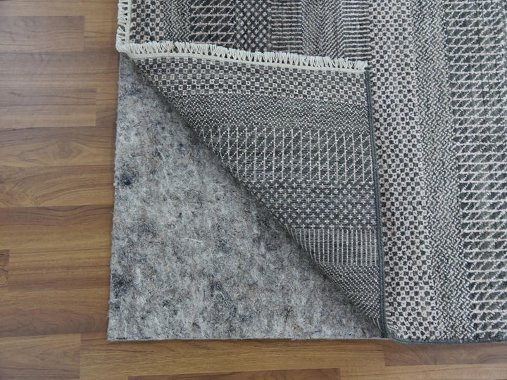 2'8" x 10'2" New Hand Knotted Grey Wool & Silk Runner Oriental Rug - MOA10279140
