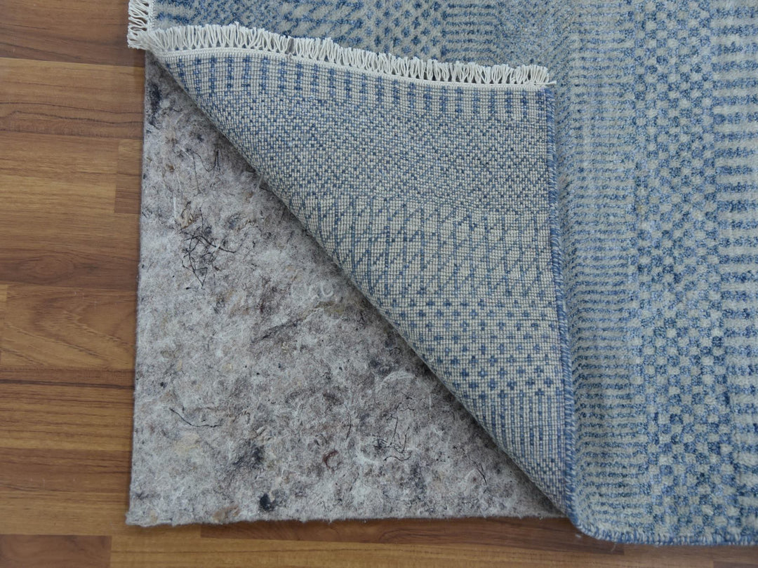 2'6" x 12'0" New Hand Knotted Grey Wool & Silk Runner Oriental Rug - MOA10279142
