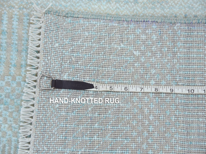 2'8" x 15'0" New Hand Knotted Blue Wool & Silk Runner Oriental Rug - MOA10279152