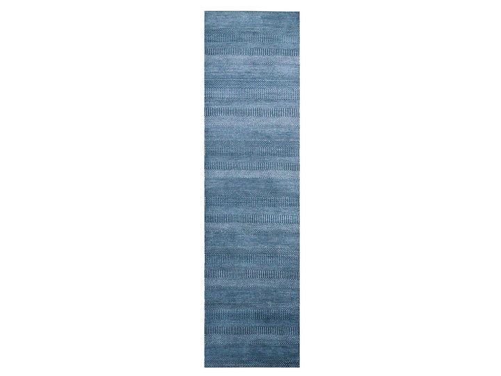 2'9" x 11'4" New Hand Knotted Blue Wool & Silk Runner Oriental Rug - MOA10279154