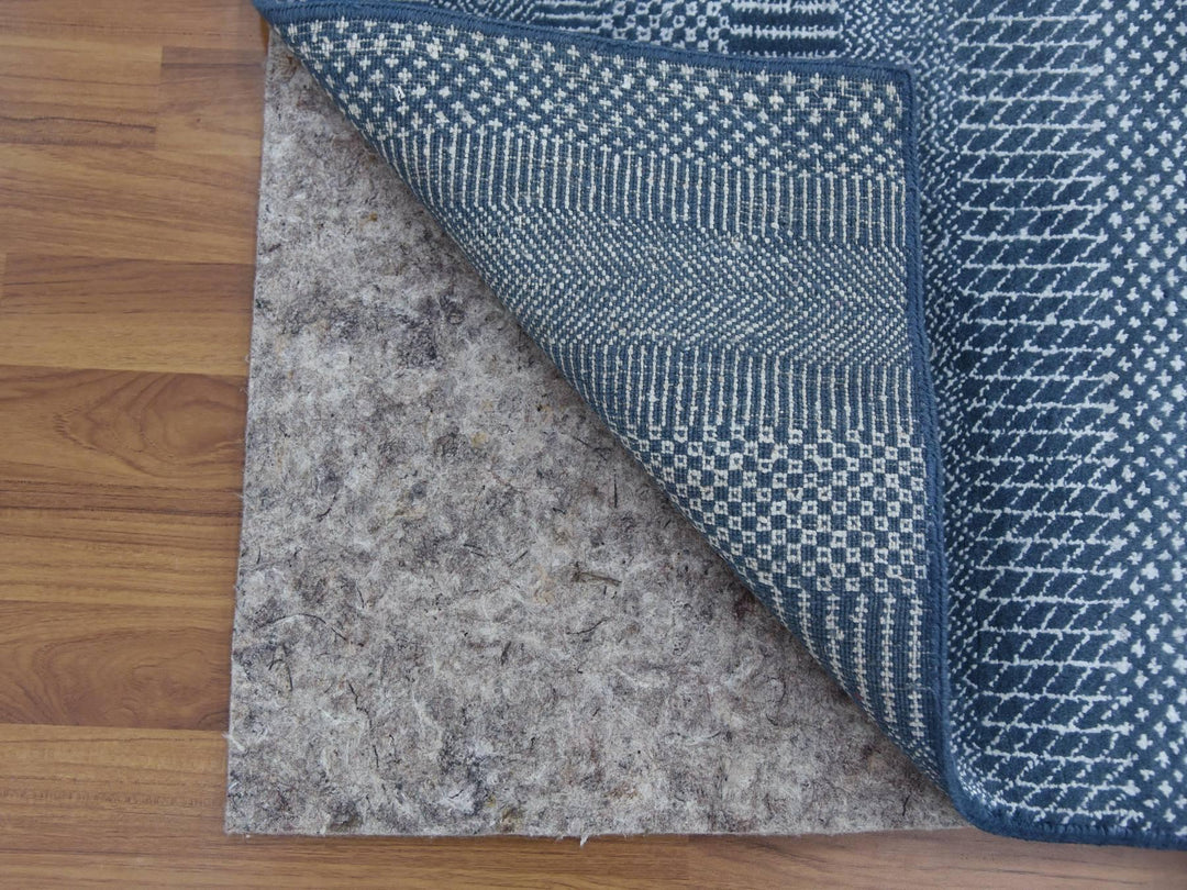 2'9" x 11'4" New Hand Knotted Blue Wool & Silk Runner Oriental Rug - MOA10279154