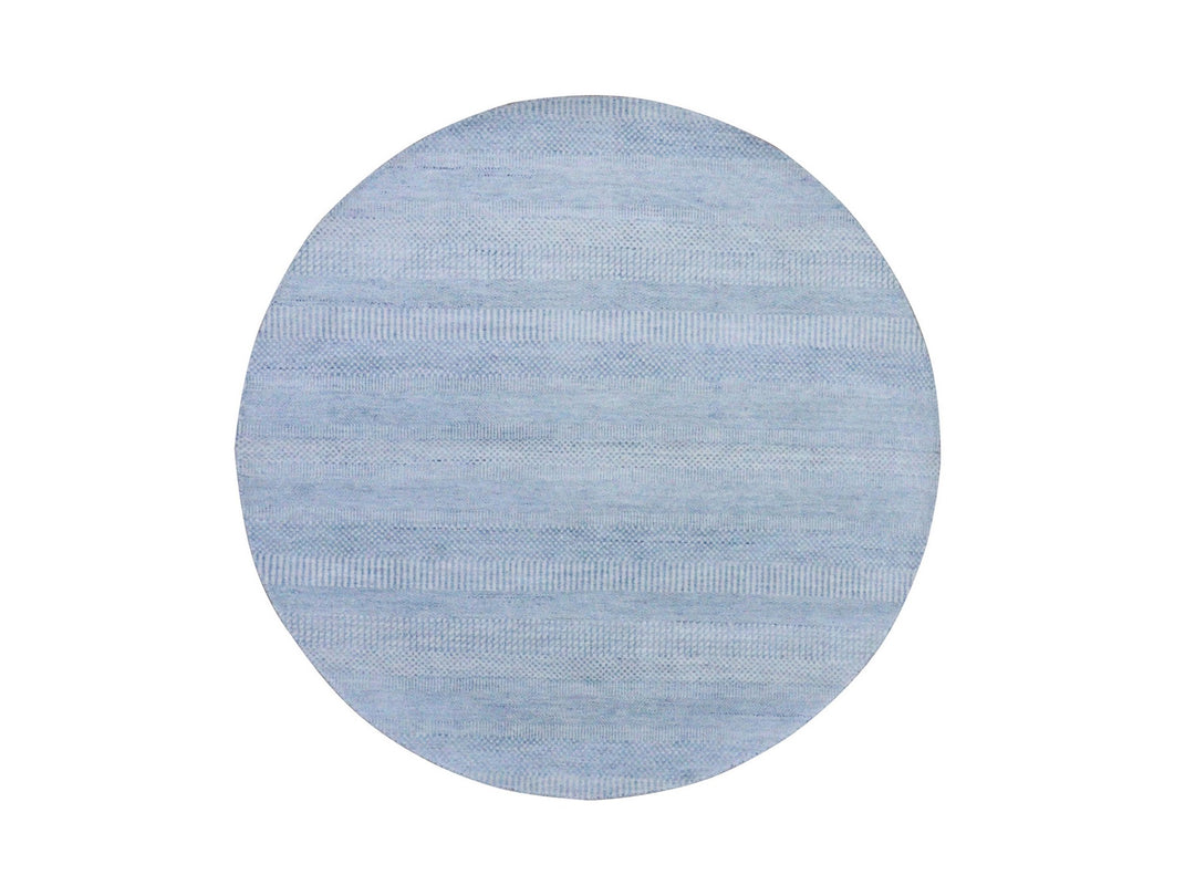 5'10" x 5'10" New Hand Knotted Blue Wool & Silk Round Oriental Rug - MOA10279157