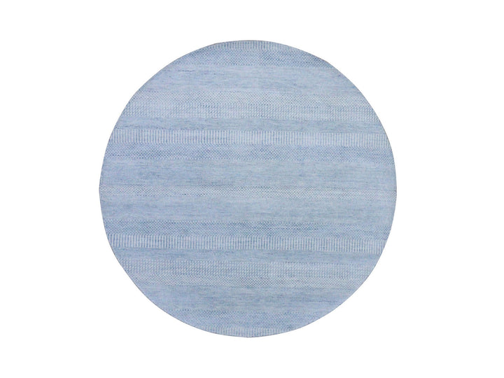 5'10" x 5'10" New Hand Knotted Blue Wool & Silk Round Oriental Rug - MOA10279157