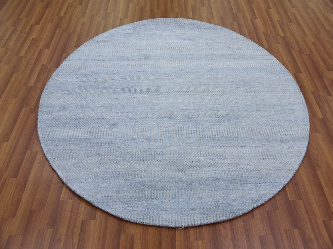 5'10" x 5'10" New Hand Knotted Blue Wool & Silk Round Oriental Rug - MOA10279157
