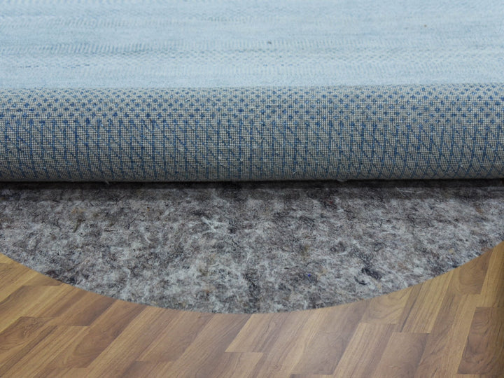 5'10" x 5'10" New Hand Knotted Blue Wool & Silk Round Oriental Rug - MOA10279157