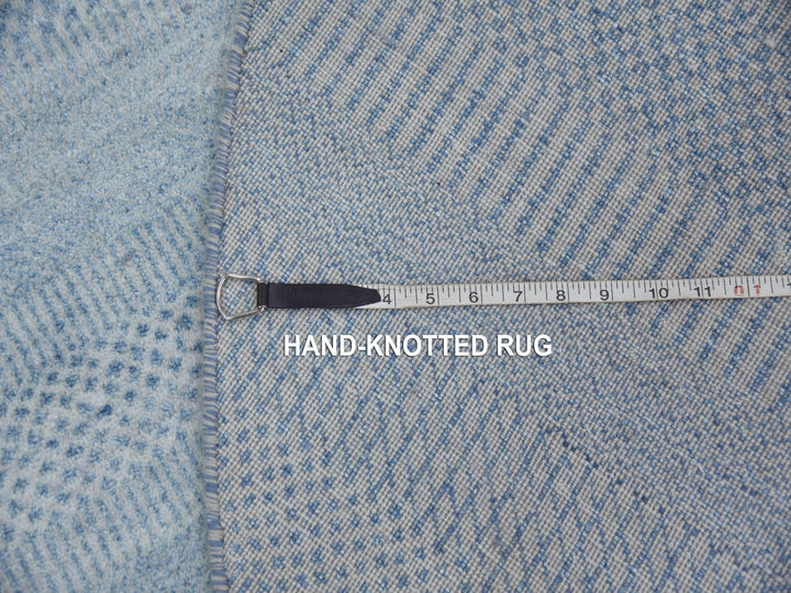 5'10" x 5'10" New Hand Knotted Blue Wool & Silk Round Oriental Rug - MOA10279157