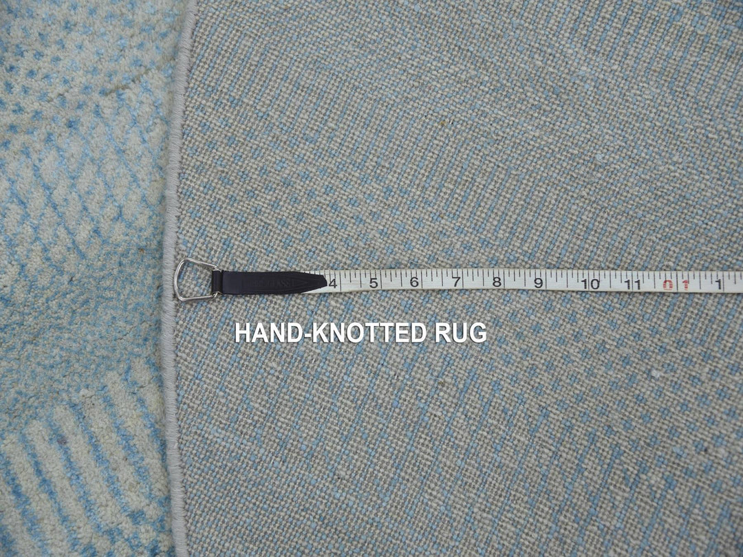 6'0" x 6'0" New Hand Knotted Blue Wool & Silk Round Oriental Rug - MOA10279158