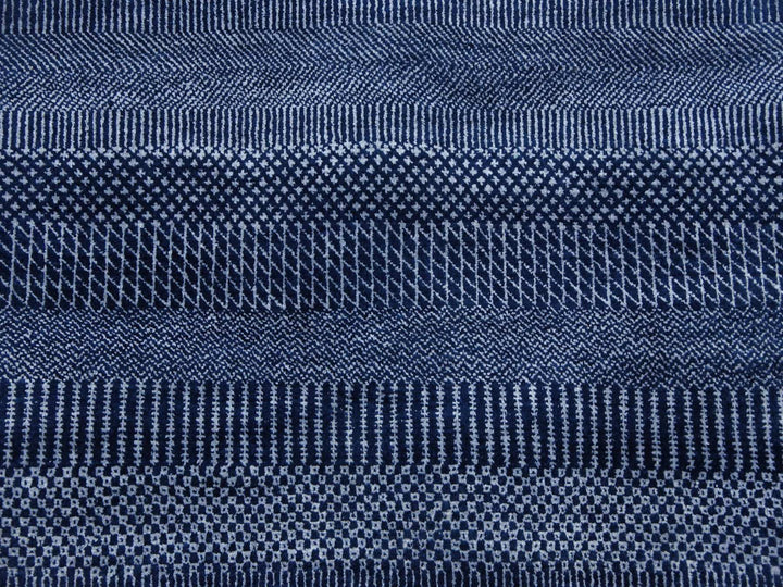 8'0" x 8'0" New Hand Knotted Blue Wool & Silk Round Oriental Rug - MOA10279161