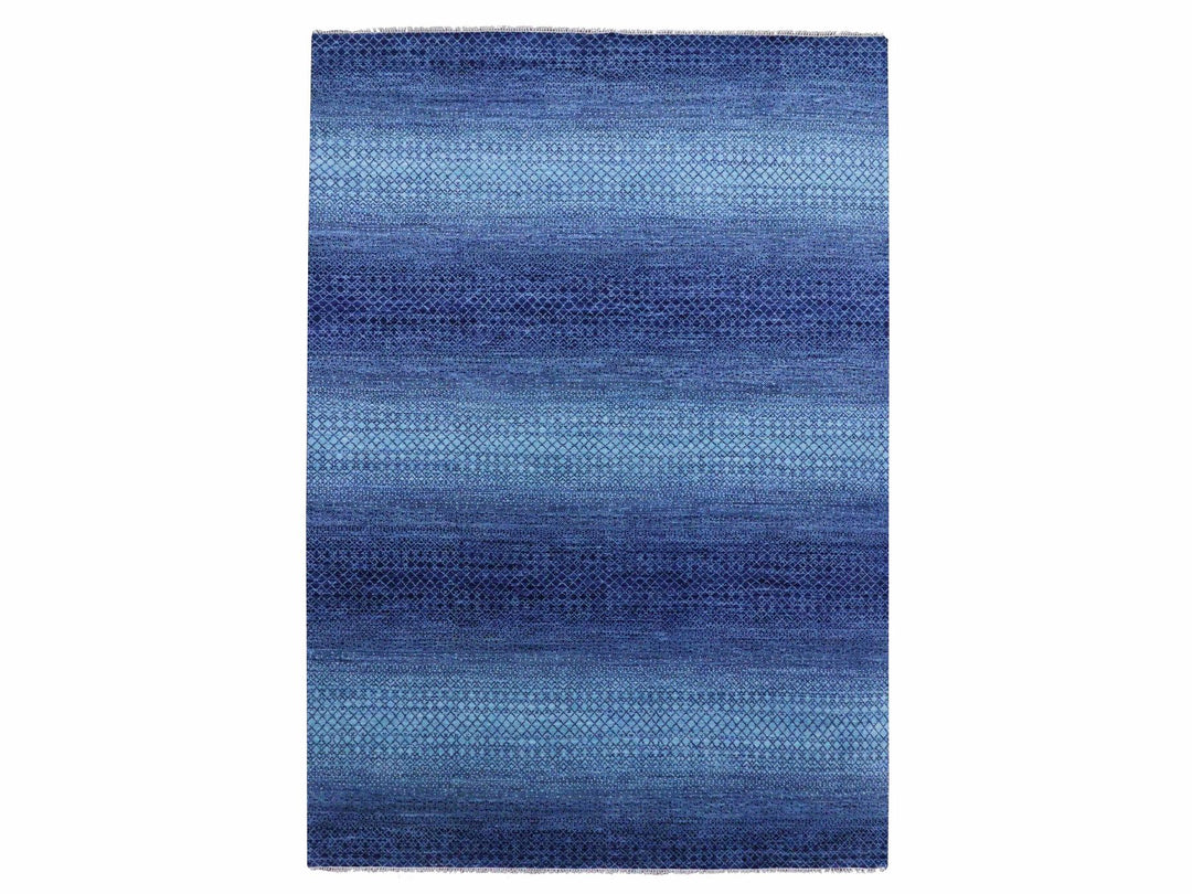 9'10" x 14'0" New Hand Knotted Blue Wool Rectangle Oriental Rug - MOA10279167